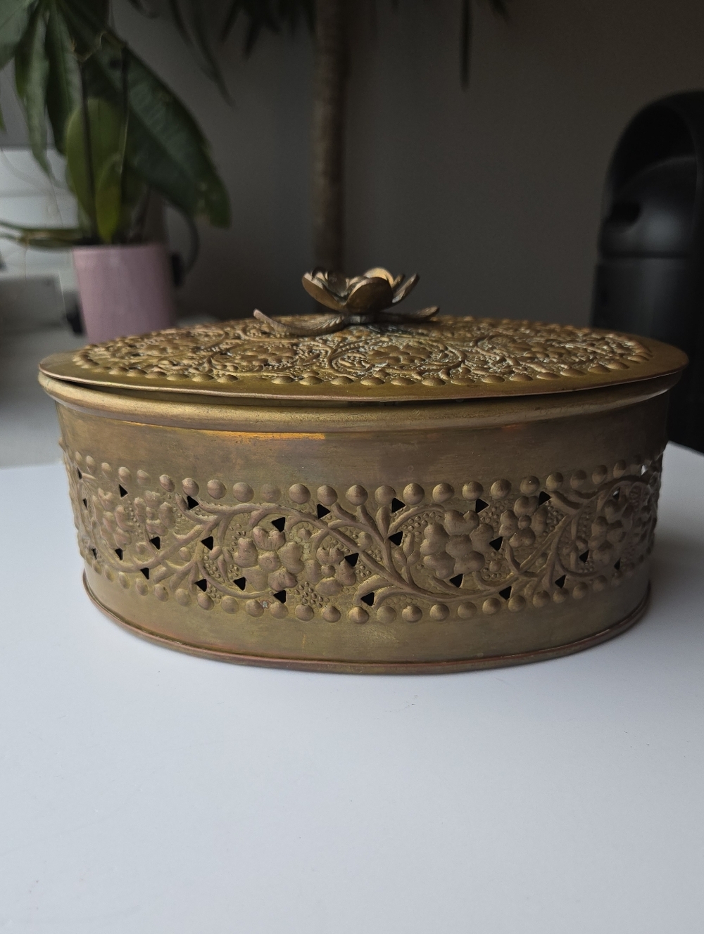 Vintage Brass Trinket Box Made in India